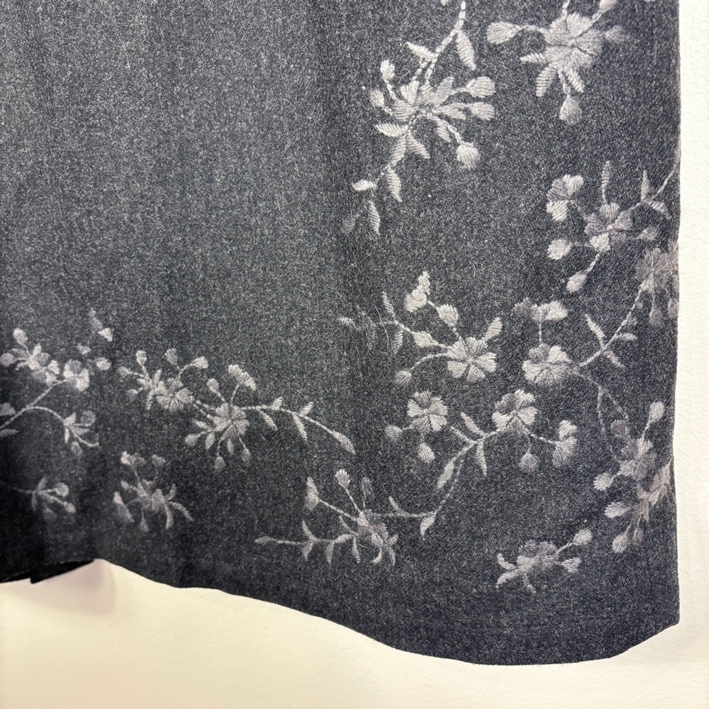 Eddie Bauer Gray Wool Blend Floral Embroidered Maxi Skirt - Picture 4 of 11